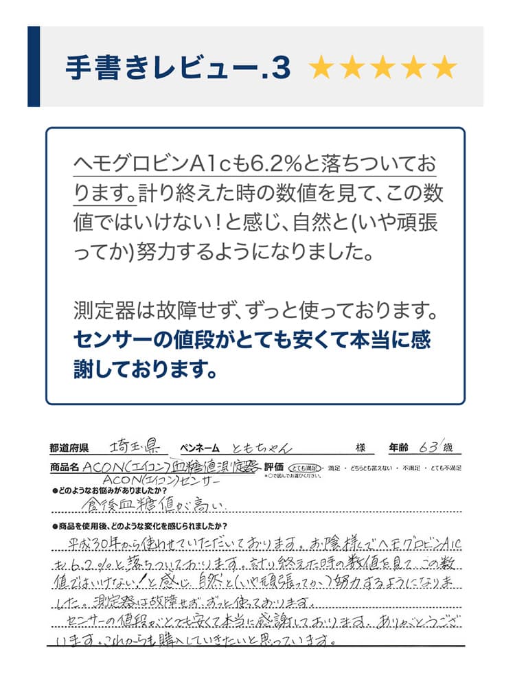 手書きレビュー3の5つ星評価
