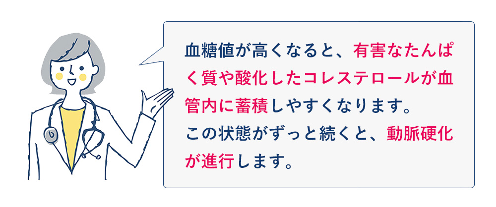 糖尿病になると動脈硬化が起こりやすい