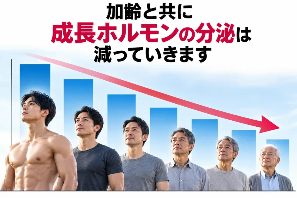 加齢と共に成長ホルモンの分泌は減っていきます